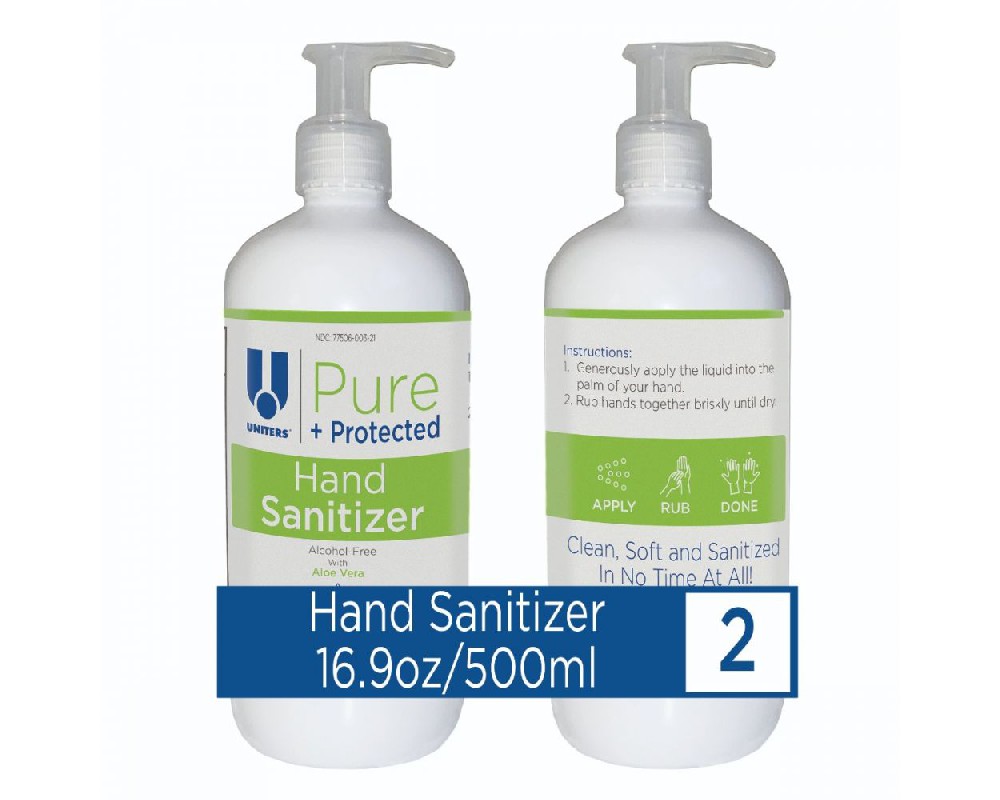UNITERS PURE + PROTECTED HAND SANITIZING LIQUID (ALCOHOL FREE) - 500 ml - 2 Pack