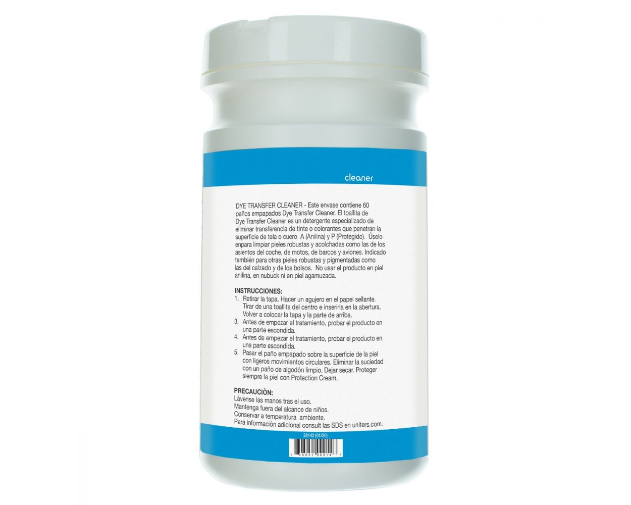 UNITERS PRO LEATHER DYE TRANSFER CLEANER 60 COUNT TUB